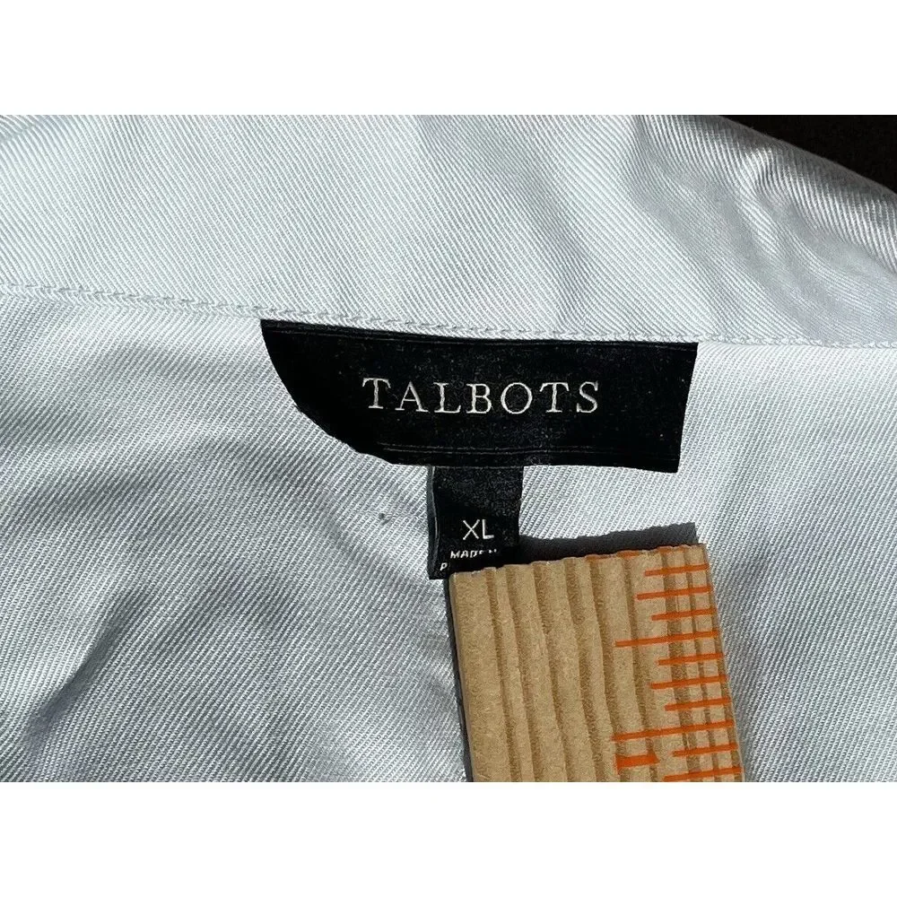 Talbots XL Twill Jacket Full‎ Zip Cinch Waist Baby Blue